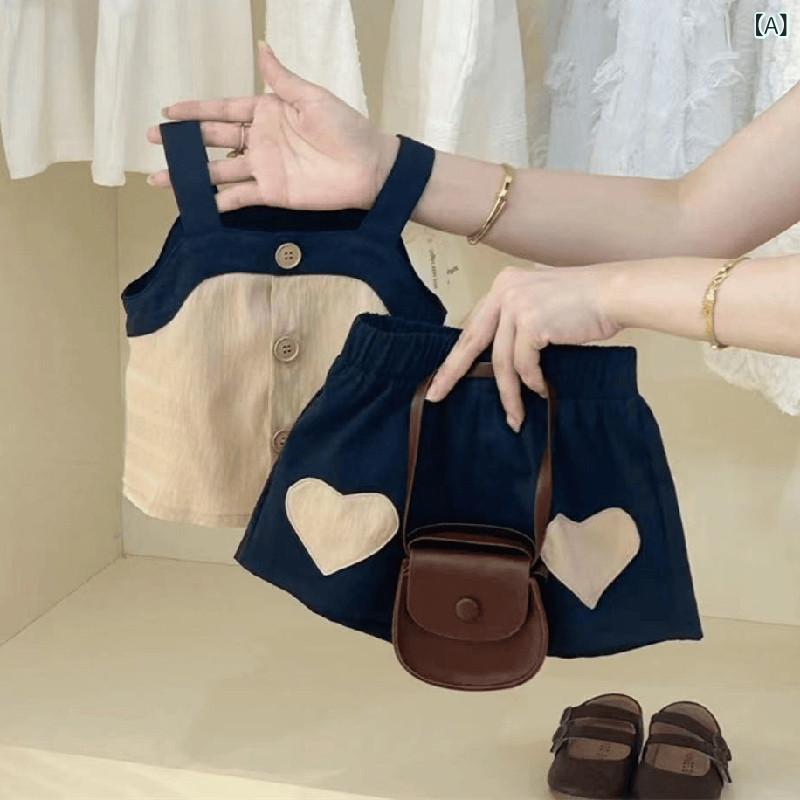 ベビー服　半袖　セット ベビー 服 綿 薄手 サスペンダー ショーツ おしゃれ アウター スーツ 一歳 女児 夏服 子供服