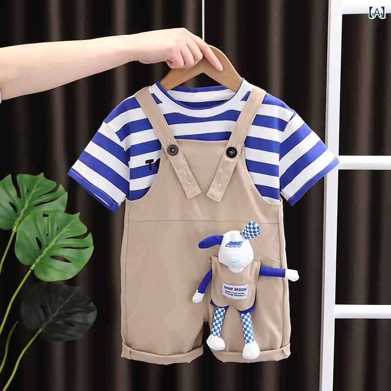 ベビー服　半袖　セット 幼児用 オーバー オール スーツ 夏 ベビー 夏服 ツーピース 男の子 スタイリッシュ 2025年 子供服