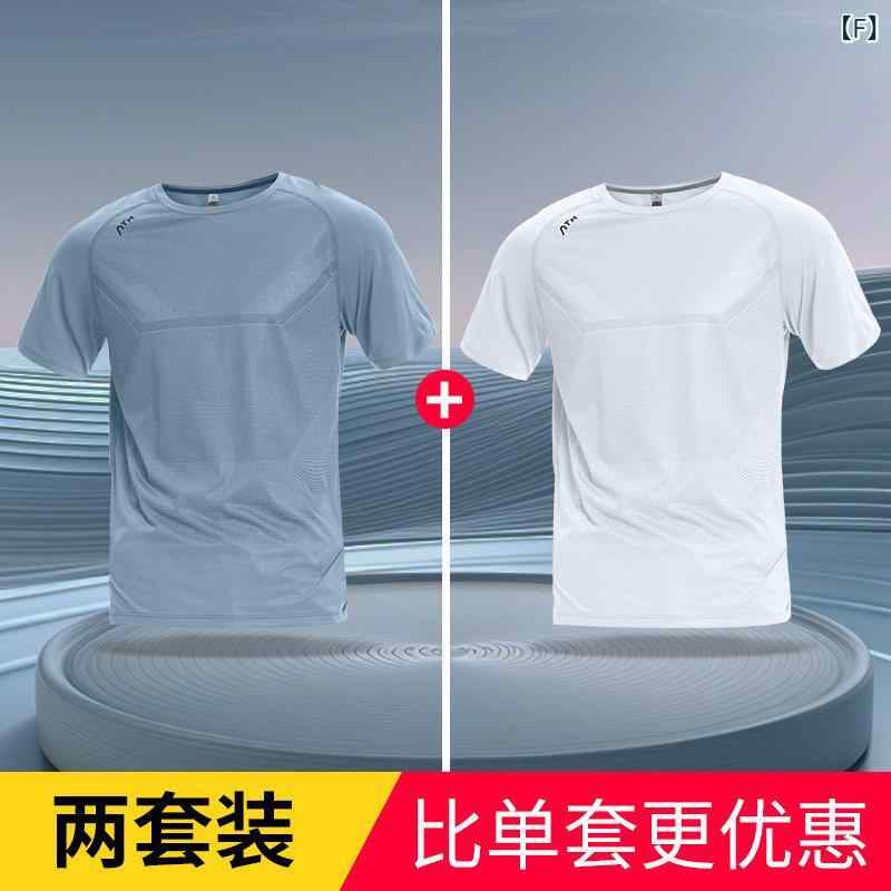 ランニングウェア　スポーツ　メンズ 冷感 速乾 服 メンズ 半袖 Tシャツ 夏 薄手 ランニング スポーツ トップス トレーニング バドミントン フィットネスウェア