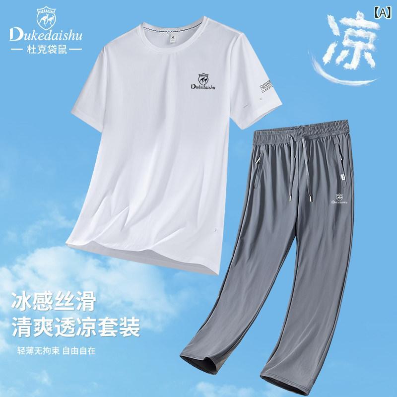 セットアップ 男性用 スポーツウェア 上下セット イタリア風 半袖 トップス ハーフパンツ 接触冷感 吸湿速乾 通気性 軽量 伸縮性 快適 部屋着 ルームウェア アウトドア 運動用 カジュアル 大きいサイズ ゆったり 体型カバー 着痩せ お腹周り 二の腕｜みやショップ店