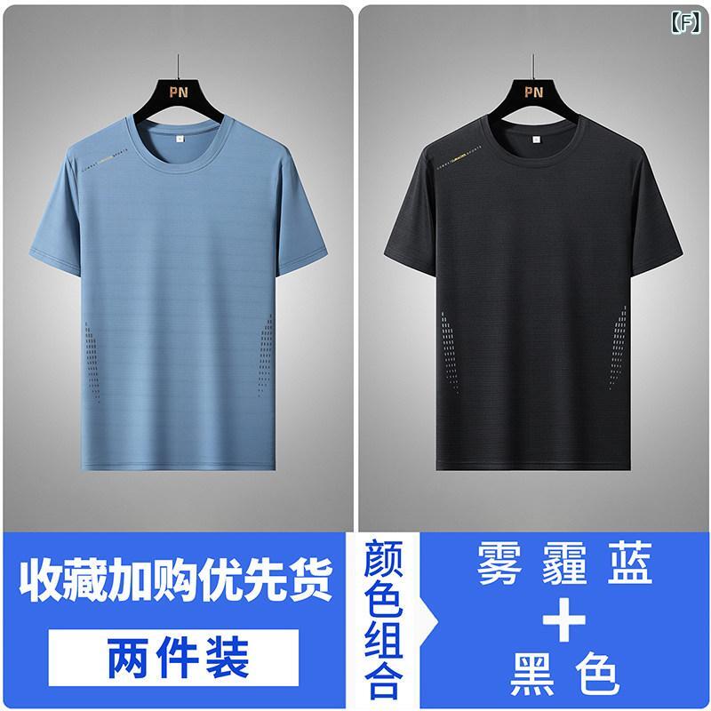 ランニングウェア　スポーツ　メンズ ウッドペッカー 冷感 半袖 Tシャツ メンズ 夏 薄手 通気性 速乾 ラウンドネックトップス 中年お父さん ランニングウェア