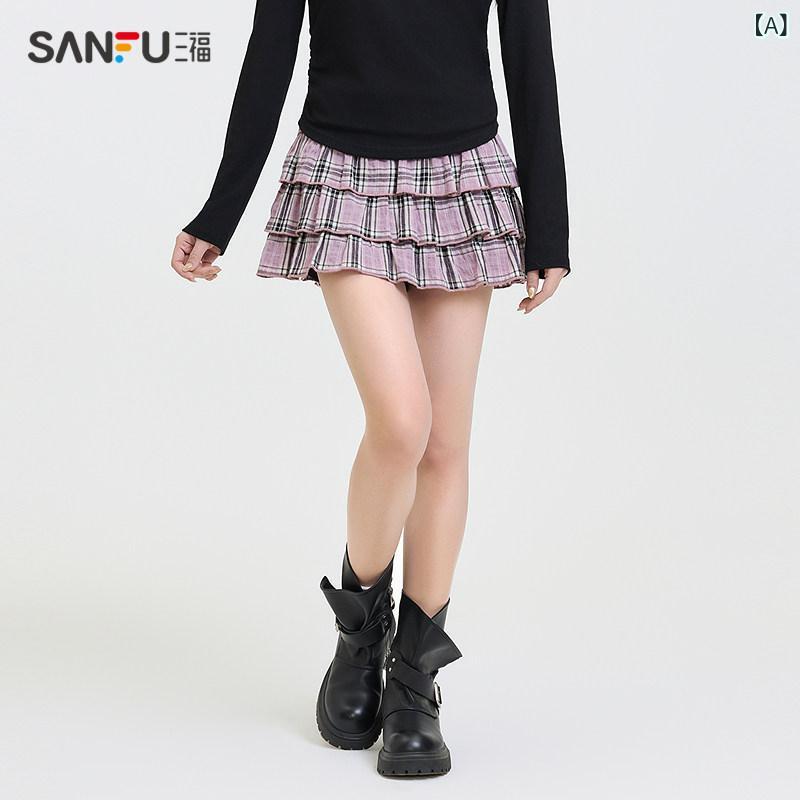 読み合わせる柄 愛くるしげスコート レディース Sanfu 遊撃手 スコート 2025 春の 裏地 付き添い人 分科大学 風 ティアードスカート 読み合わせる 柄 レディース 服 496728