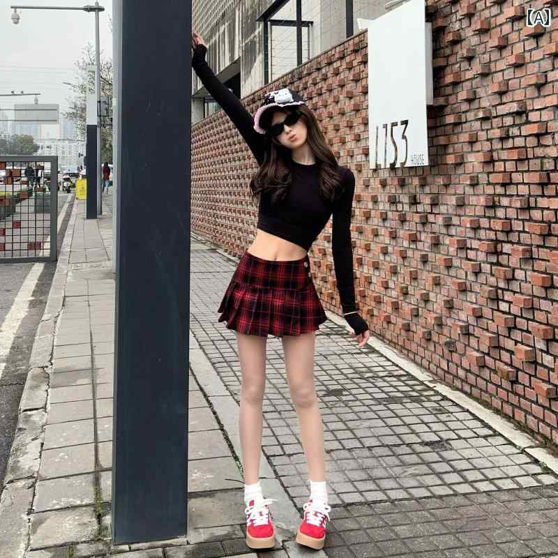 チェック柄　かわいいスカート レディース 赤い チェック 柄 プリーツスカート ショート スカート レディース 夏 ハイウエスト ホット ガール スリミング パフィー aライン