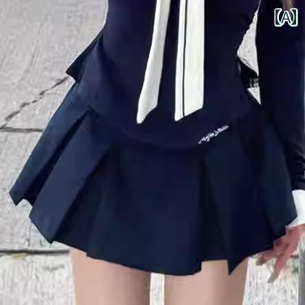 チェック柄　かわいいスカート レディース Mejiu Honey Nine ガーデニア スカート カレッジ スタイル ホット ガール 女性 ネイビーブルー ショート