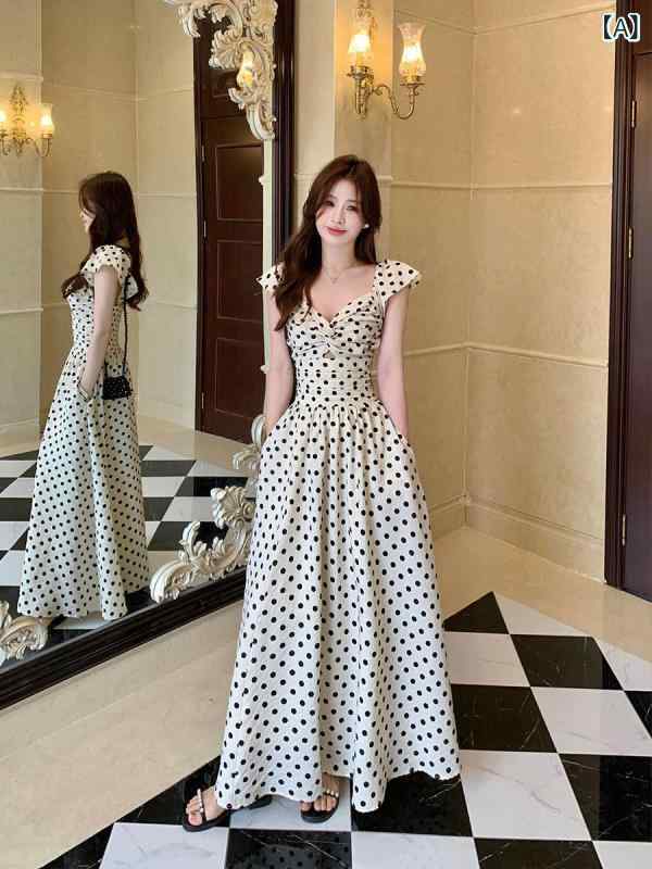 スカート　水玉　レディース 2025夏の 大きいサイズ 婦人服 太め mm 高級 水玉 ワンピース プリーツ ウエスト スリム ロング スカート