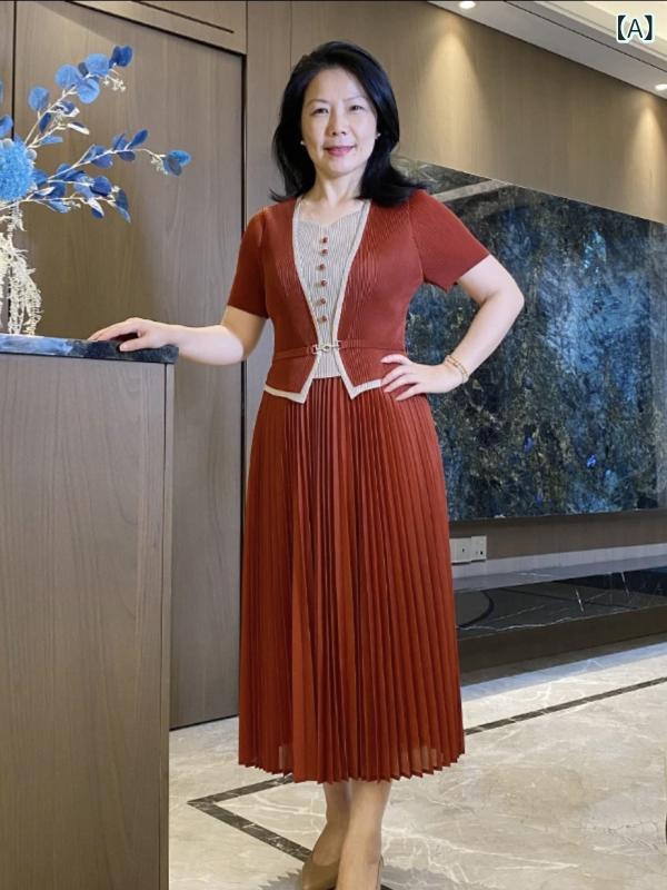 スコート 水玉 レディース 夏の小 湘 風 マザーズ お召しもの の 重厚 筋目 並み並み 丈 半袖 膝丈 筋目スコート