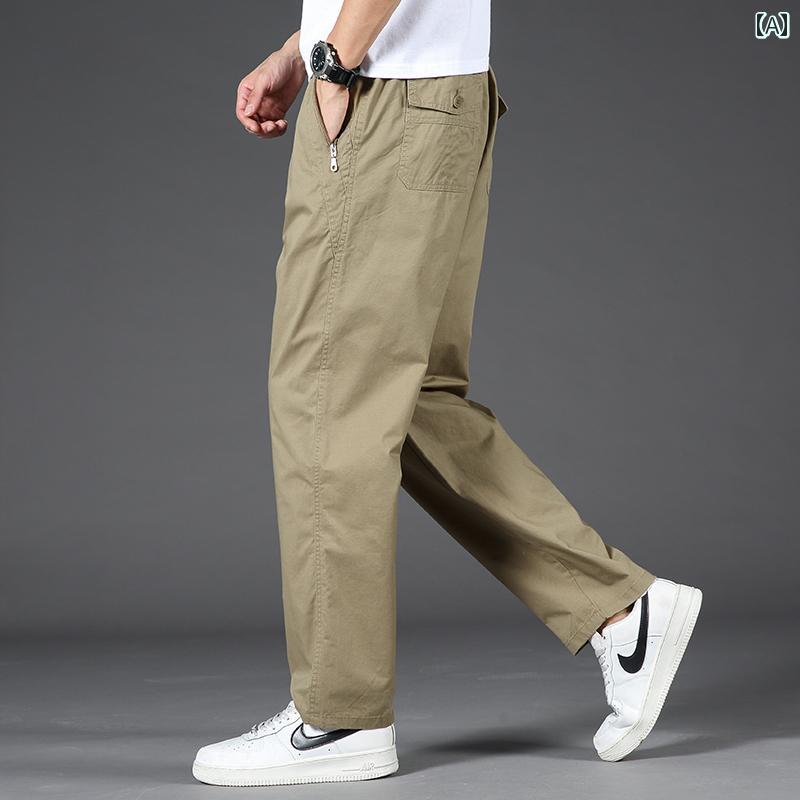 ストレート　パンツ　メンズ 綿 メンズ オーバー オール パンツ ストレート 春秋 大きいサイズ ボーイズ アサルト ワイド レッグ カジュアル