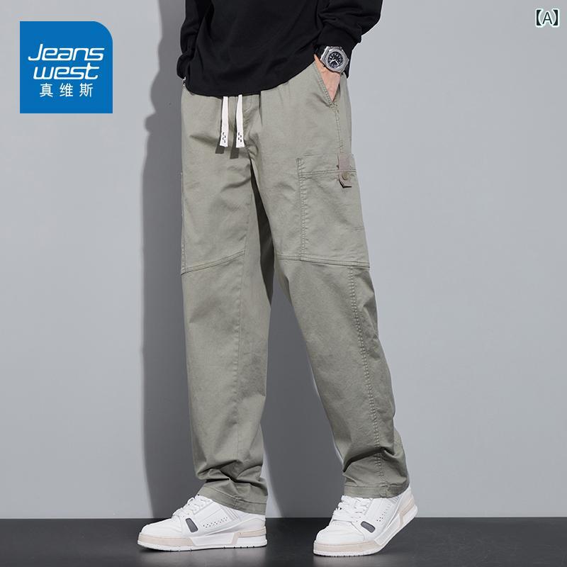 ストレート　パンツ　メンズ Jeanswest 綿 作業着 カジュアル パンツ メンズ 春 ゆったり ストレート アメリカン ワイド レッグ ロング