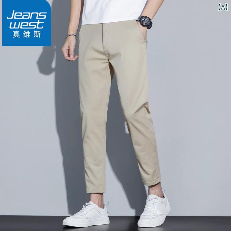 ストレート　パンツ　メンズ Jeanswest メンズ 九分丈 パンツ 2025夏 薄手 コットン カジュアル ストレート スリム ストレッチパンツ