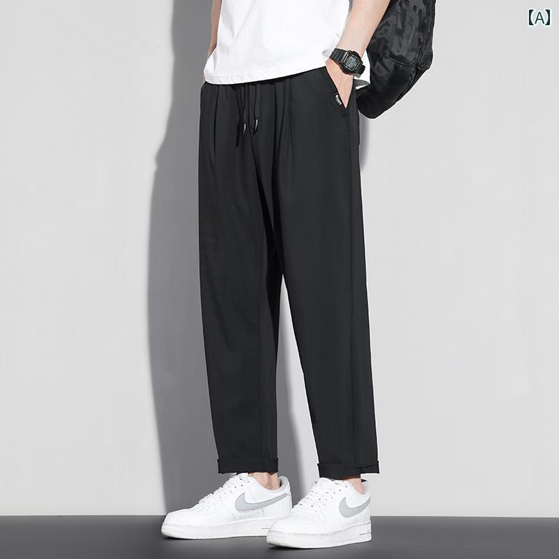 ストレート　パンツ　メンズ 冷感 カジュアル パンツ メンズ 2025 春夏 ゆったり ストレート 速乾 薄手 スポーツ 九分丈 ロング