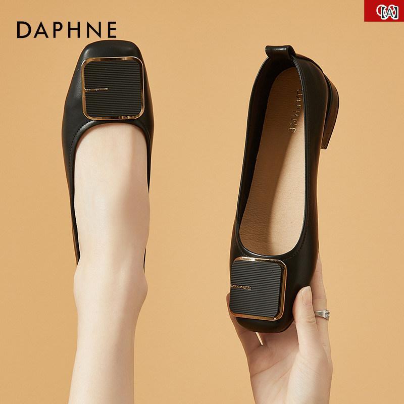 ローヒール パンプス シューズ レディース ダフネ フラット シューズ レディースシューズ レディースシングル シューズ小 ヒール ブラック 中年 ママ 2025 ローヒール レザーシューズ レディース