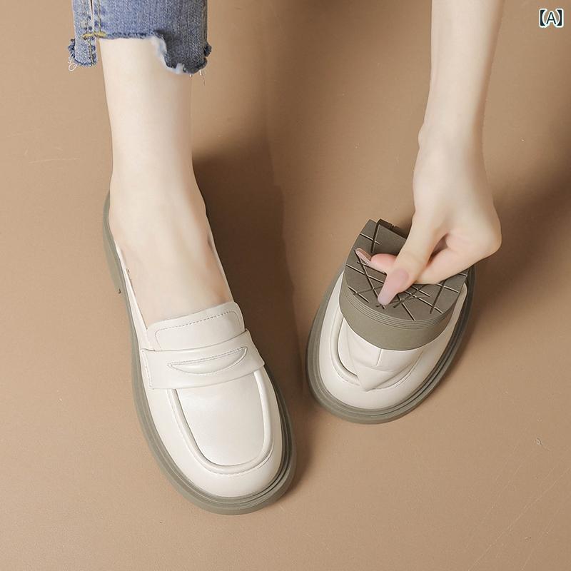 ローヒール パンプス シューズ レディース 女性用 リトル ホワイト シューズ 2025年 フレンチ ローファー レディー スト ラベル ソフト ソール ランニング シングル レディース 春秋