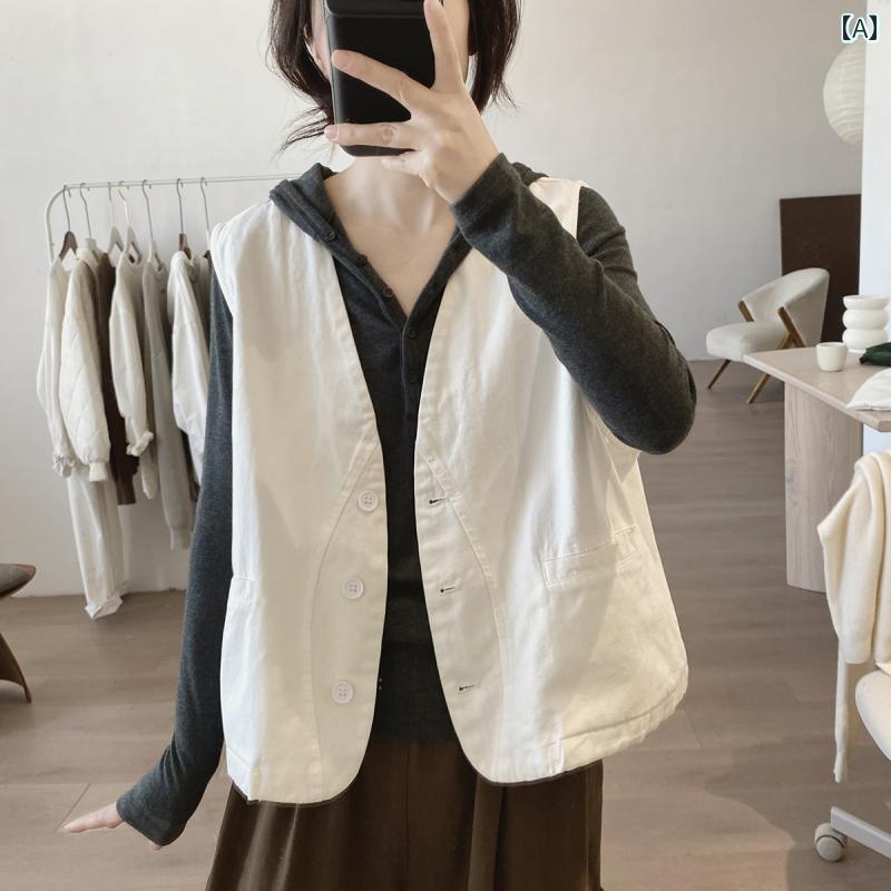 Vネック　キャミソール　ノースリーブ 女性用 コットンベスト ジャケット 春秋向け スタイル ゆったりと スリム Vネック シンプルでな ワークウェア ベスト