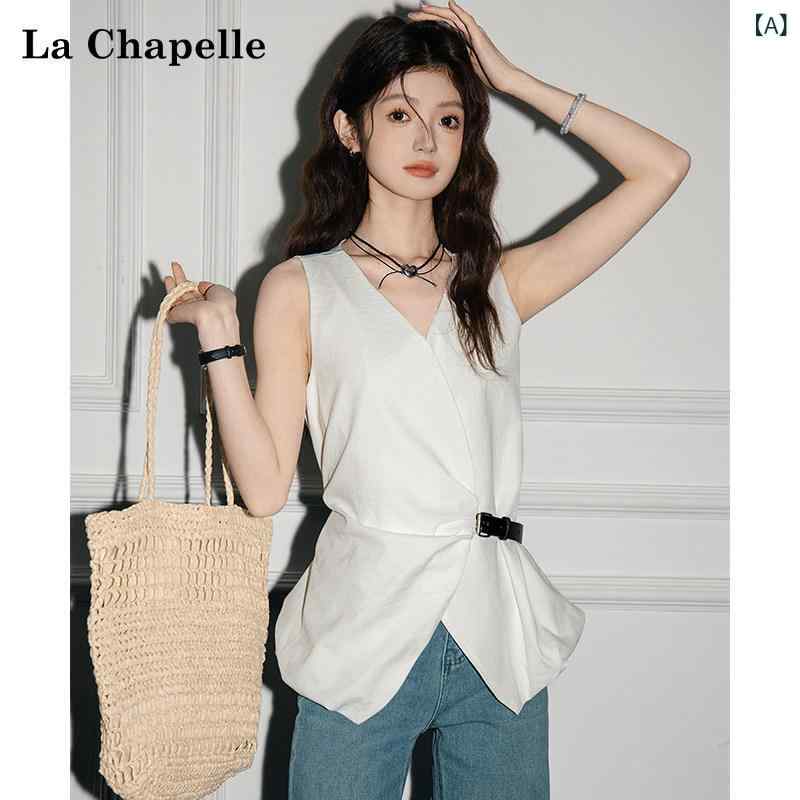 Vのど首 キャミソール ノースリーブ La Chapelle 分かりやすい 2025 夏 Vのど首 なめし革 名取り草 酉の方角 ノースリーブとっ始め より良い レディース