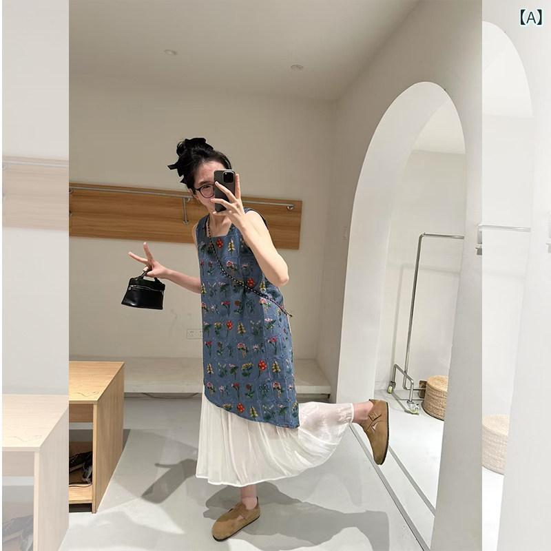 ロングスコート お召しもの レディース フレンチ 素晴らしい の 乳くさい 刺しゅうの ノースリーブの お召しものの レディース 服 2025夏の 如何様物 背広の 流行り物 ロング スコート