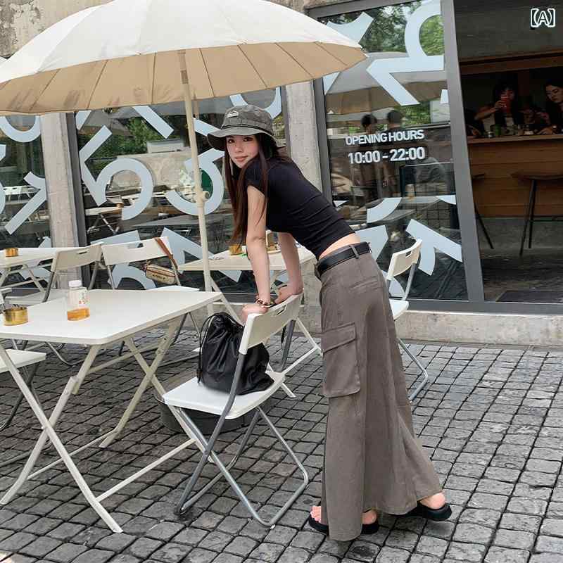 ロングスカート ドレス レディース NeoStaple アメリカン ホット ガール ハイウエスト aライン ワークウェア スカート レディース 2025夏 ロング|みやショップ店