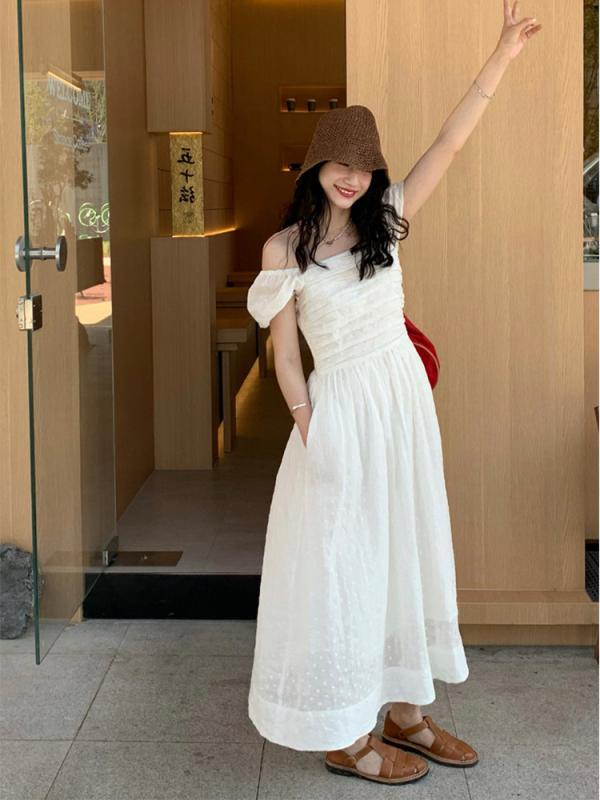 ロングスコート お召しもの レディース フランス共和国の 真っ白い 筋目 カラムシ お召しもの 長々しい 酉の方角 か細い 刺しゅう入り口・入口の ロング 夏