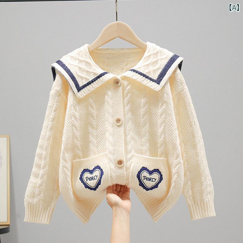 子供服　セーター　ニット 女の子 セーター カーディガン コート 春秋 2025 春の 子供用 カレッジ ニット トップス 冬