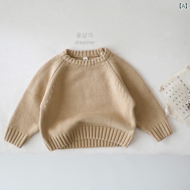子供服　セーター　ニット 目を 閉じて 入ってみましょう 2024秋 子供用 ゆったり コットンセーター 韓国 男の子と 女の子 ベビー レトロ プルオーバー セーター