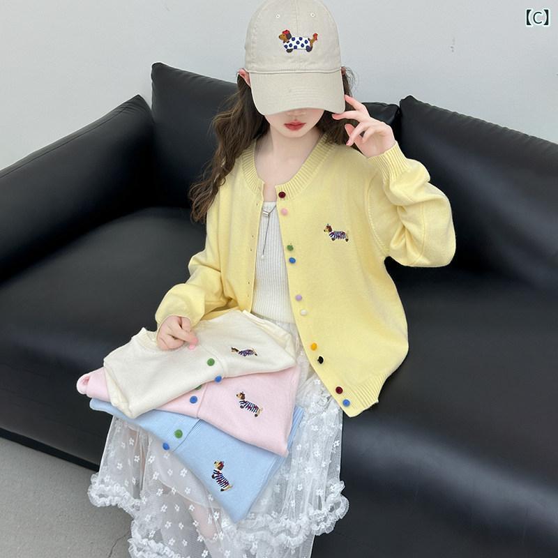 子供服　セーター　ニット 女の子 ニットカーディガン 2025 春秋服 スタイリッシュな 早春の セーターの 子供の 薄手 トップ コート