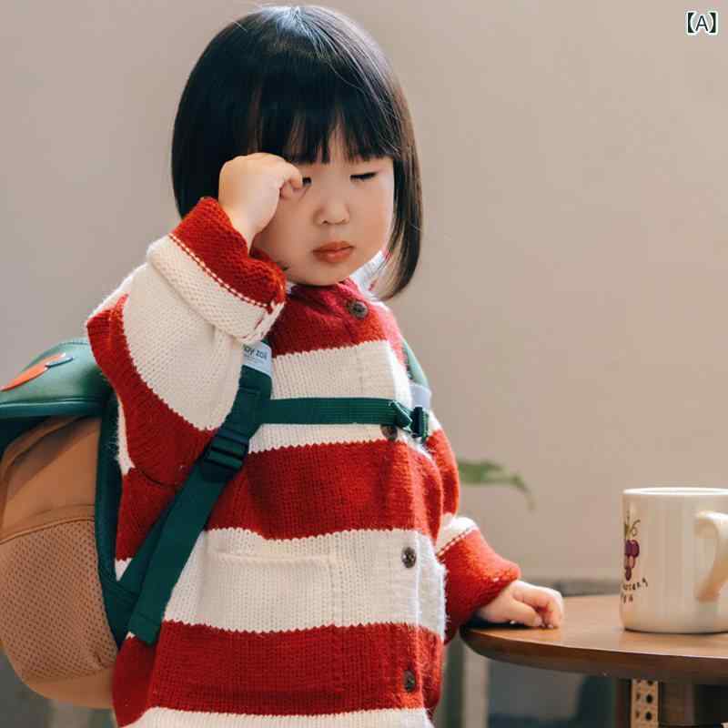 赤ちゃん服 スウェーター 編み物 2 色 より分ける 能力のある gxgmini 赤ちゃん服 赤ちゃん用 編み物 縞模様スウェーター スウェーター ジレー ボンネット付き添い人 春