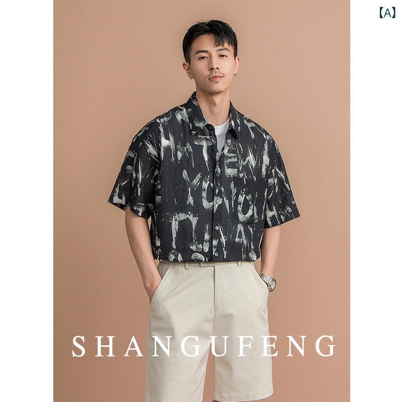 半袖Yティーシャツ メンズ  SHANGUFENG 夏 刷り上げる リネン 半袖 ティーシャツ メンズ 心地好い 流行り物 冷やりとした 感