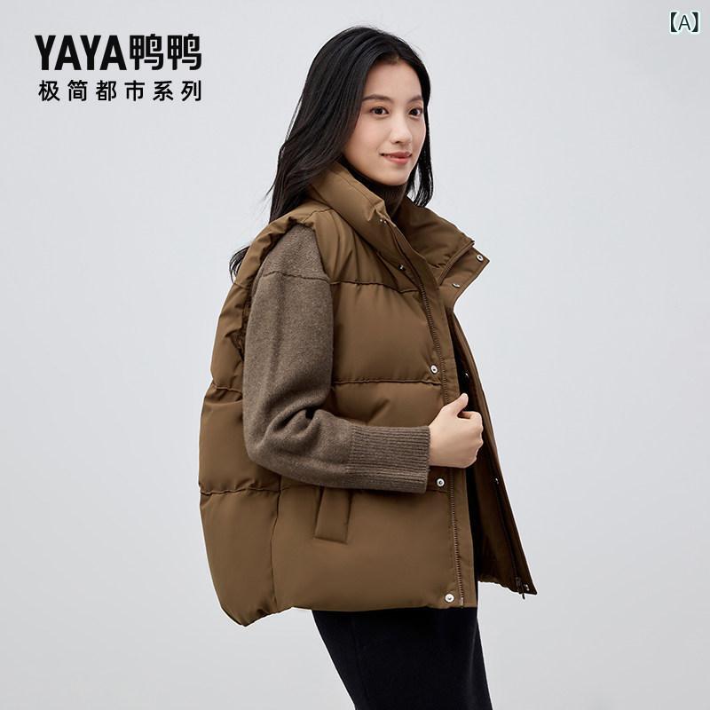 レディース ダウン ベスト YaYa 冬用 ダウン ジャケット ベスト レディースで 万能な ノースリーブ アウターウェア 裏地 付き 暖かい 厚手