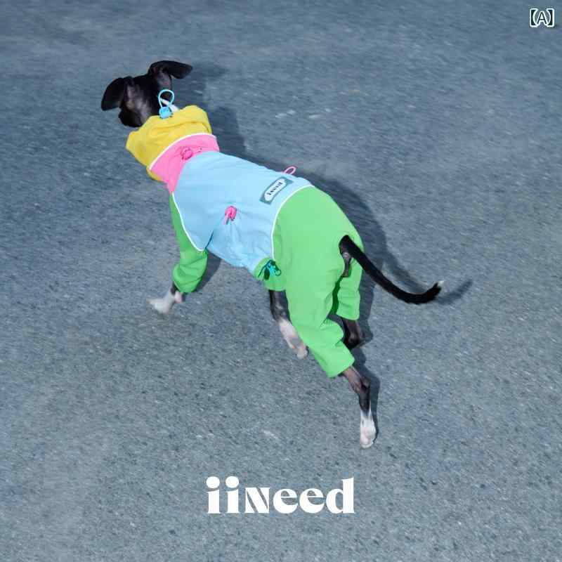 犬用 雨合羽  iiNeed グレーハウンド ウィペット 歳月用 上衣 四 足用 愛玩動物 犬 服 色つやマッチング 雨合羽 雨合羽
