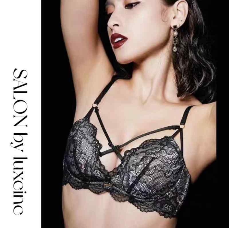 レディース ワイヤレス レース ブラジャー セット 前中クロス デザイン パンティ 組み合わせ 快適 フィット 伸縮性 下着