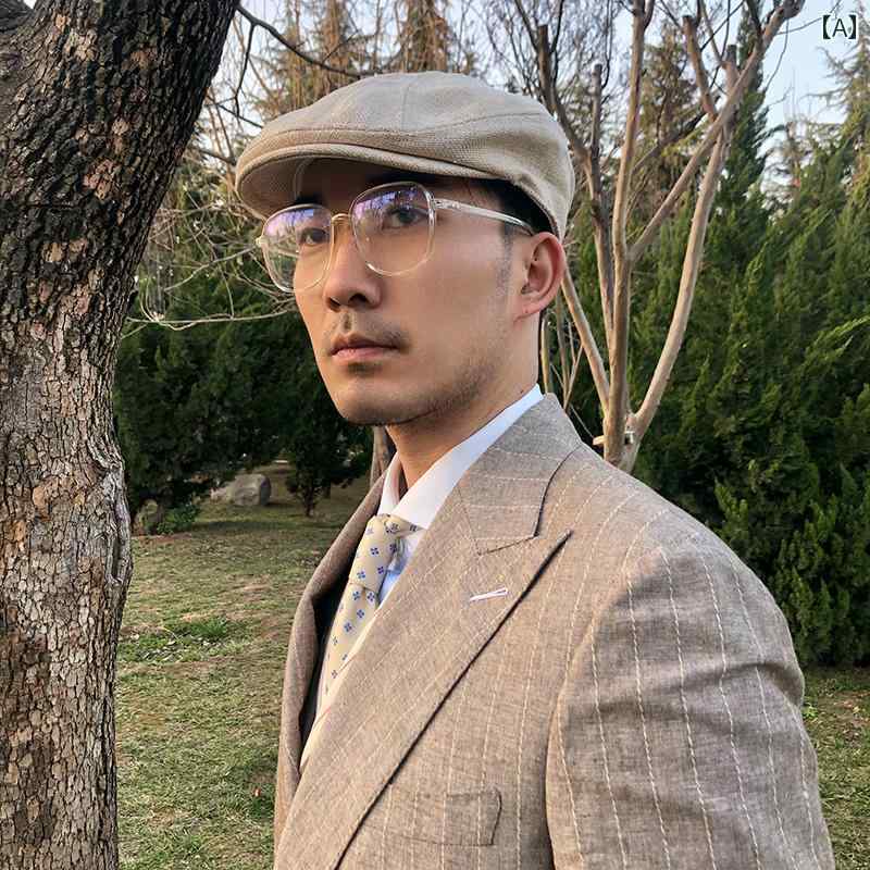 ハンチング　帽子　メンズ 春秋 ピーク キャップ メンズ 薄型 通気性 帽子 文学 ベレー 帽 レディース カジュアル レトロ 画家 プログレッシブ