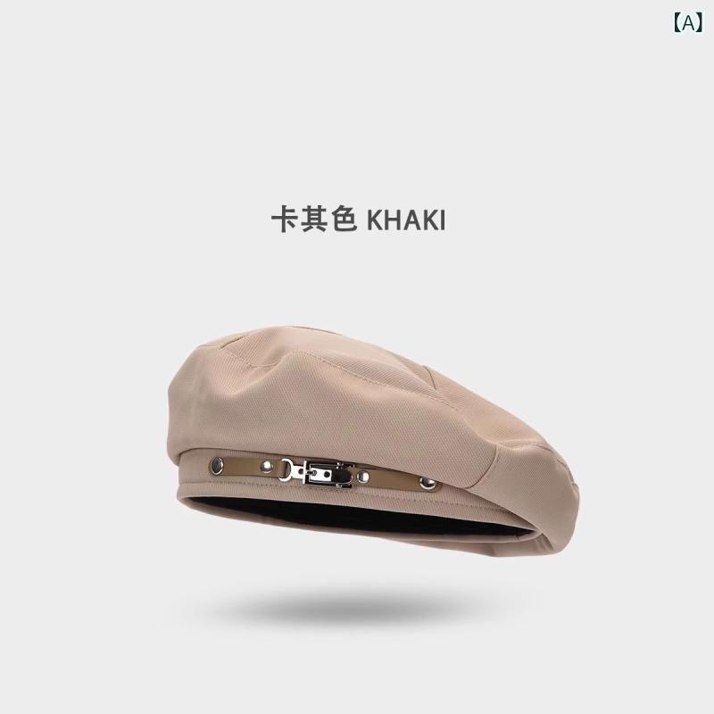 ベレー帽 レディース 愛くるしい ChicKnow 春夏用 レディース ベレー 帽 小 顔 成り行きの ある 流行り物 金属元素 バックル 頭囲が 大層らしい 連合王国 風 ペインター かぶり笠
