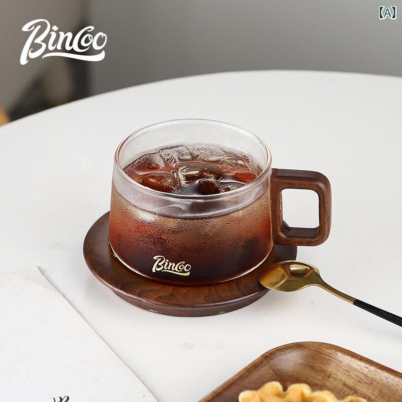 コップ　ウォーターカップ Bincoo 和風 コーヒー カップ＆ ソーサーセット 高級 アフタヌーンティー ギフト ボックス スプーン 付き ガラス カップ