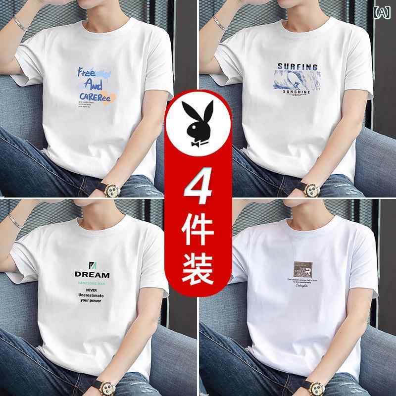 Tシャツ　メンズ　セットアップ 4枚 セット プレイボーイ 半袖 Tシャツ メンズ ゆったり 男の子用 夏 6,283円