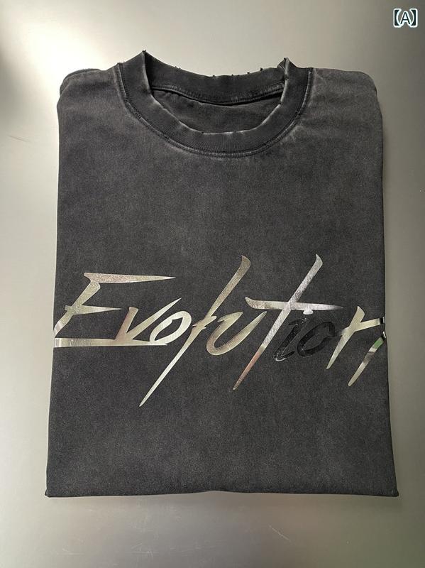 Tシャツ　メンズ　セットアップ Evolution ニコラス ツェー 2025 コンサート同 型 半袖 Tシャツ ウォッシュ 加工 ダメージ ハーフスリーブ トップ
