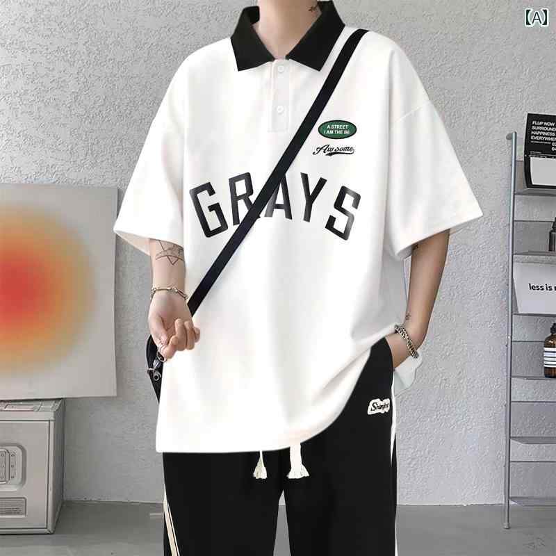 Tシャツ　メンズ　セットアップ 夏の 半袖 メンズ 綿 Tシャツ ゆったり ポロシャツ スタイル 学生 イン ショート パンツ スーツ