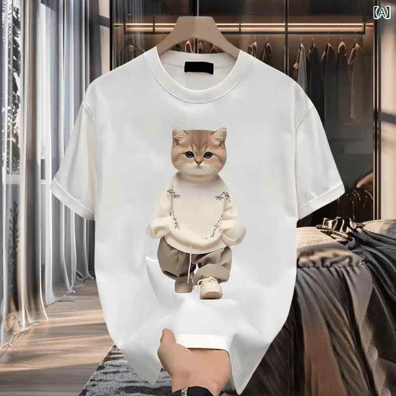Tシャツ メンズ セットアップ 倉石 易 書 2024 ゆったり 夏 綿 メンズ 半袖 Tシャツ ラウンドネック トップス|みやショップ店