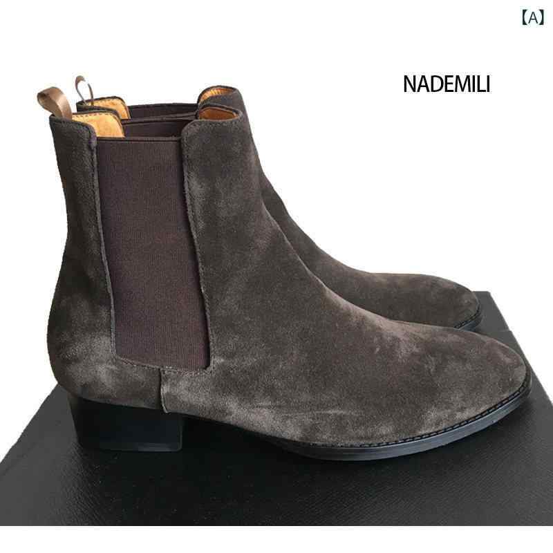 ハイカット　シューズ　メンズ 欧米 夏 CHELSEA BOOT チェルシー ブーツ メンズ ポインテッド レザー 英国 鹿革 ハイカット 潮