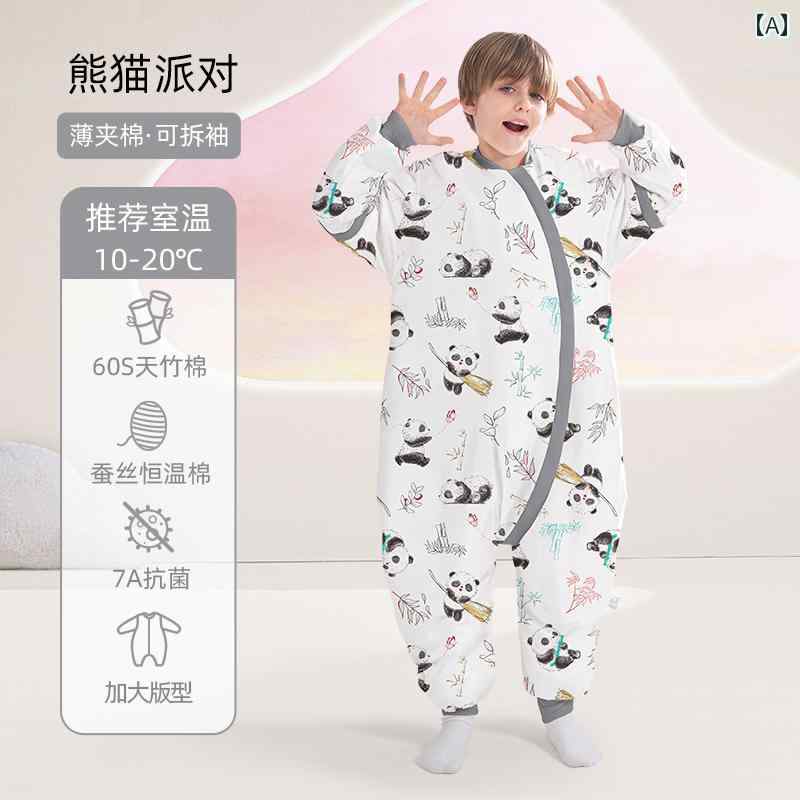 ベビー服　春秋 中 大の 子供用の 桑 絹 寝袋。 春秋冬。 冬用 幼児 子供用。 大きい 赤ちゃんや 小学生が 毛布を 蹴る のを 防ぐ 厚めの スプリット レッグ。