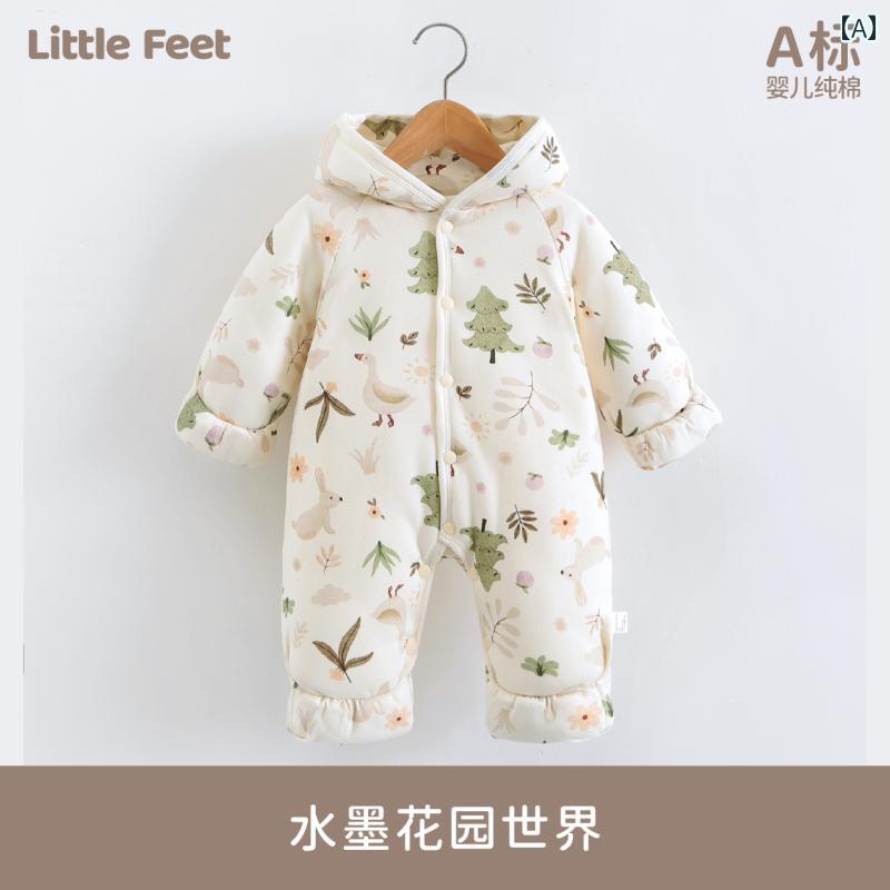 ベビー服　春秋 ベビー用 アウターウェア 冬用 フットカバー 0 ～ 6ヶ月 コート 秋冬用 3ヶ月 ハンドカバー 暖かい 厚手 ジャンプスーツ