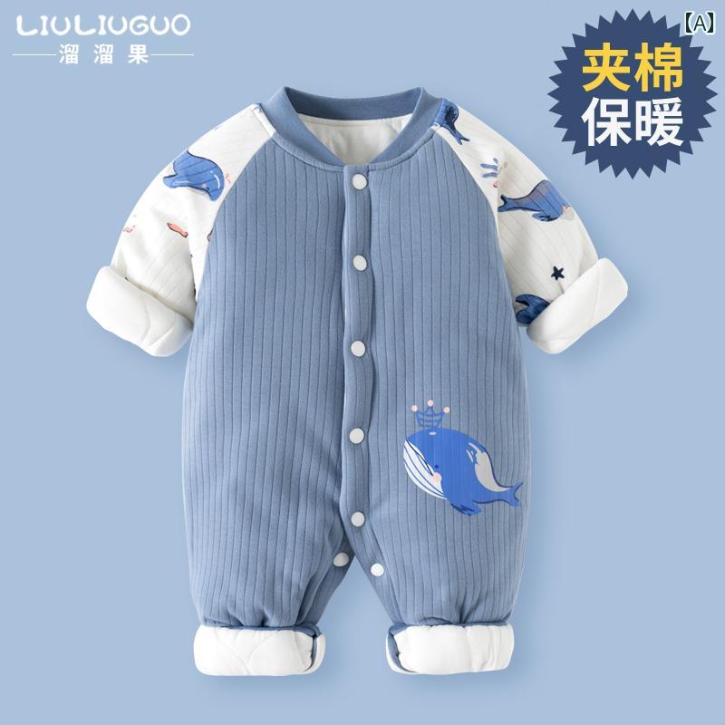 ベビー服　春秋 ロン ニアン 新生児 服 男の子と 女の子 ベビー ジャンプスーツ 秋冬生児 コットン ウェア スーツ 冬服 1枚