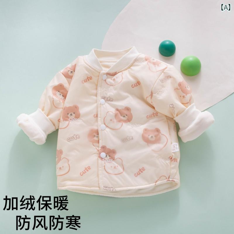 ベビー服　春秋 ベビー コート 秋冬 厚手 コットンコート 幼児 冬服小 1ヶ月 キルティング 服 カーディガン 裏起毛 防風