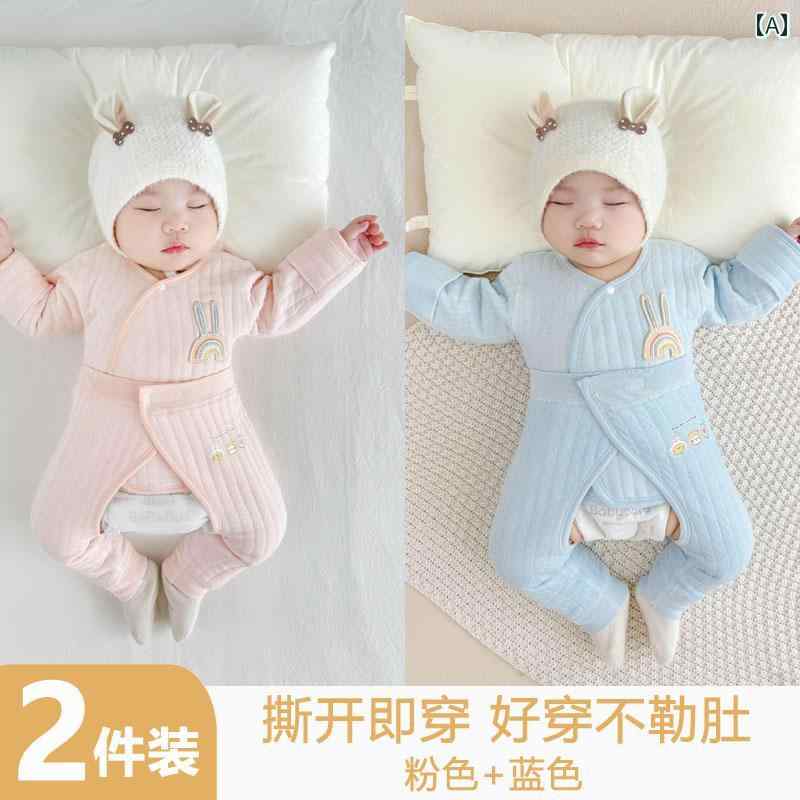 ベビー服　春秋 ベビー 服 新生児 暖かい スーツ 秋冬 キルティング 下着 幼児 スプリット 冬 A クラス 綿