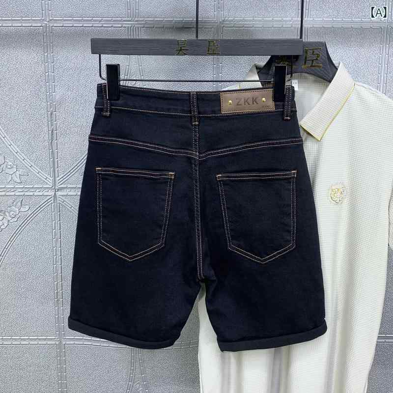 デニム　ショートパンツ　メンズ 高級 デニムショートパンツ メンズ 夏 薄手 伸縮性 万能 スリムフィット ショート パンツ シンプル ブラック ローグ スタイル