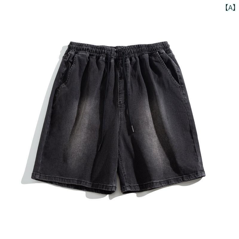 ジーンズ 遊撃手ズボン下 メンズ THE PANG 流行り物  大きめ 大きさメンズ 服 2025 夏 ウォッシュ デニムショートパンツ 大きさ 遊撃手 ズボン下