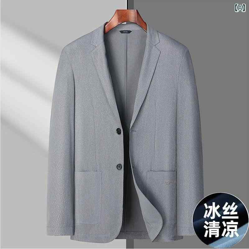 背広 セットアップ 青碧 春夏 薄っぺら 冷感の 大層らしい大きさ 成人男性用 背広 大きめ 大きさ 服 太った 男 シングル ウエスタン 厚地の外套