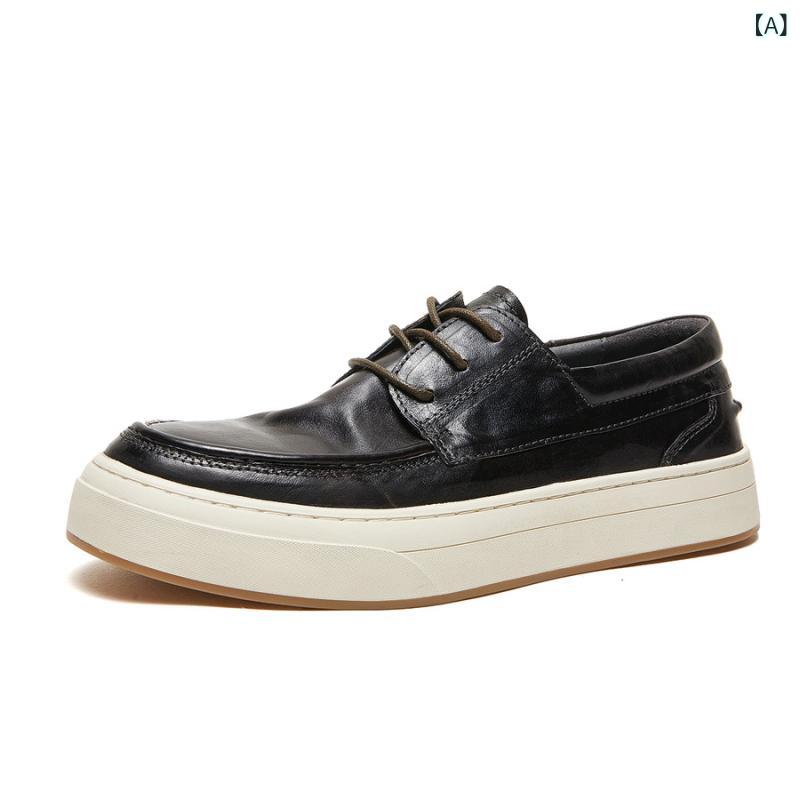 ビジネスシューズ　革靴　メンズ 2025 春秋 馬 革靴 メンズ レトロ スニーカー 革 広 州 高級 通気性 カジュアル ビジネス シューズ ソフト ソール