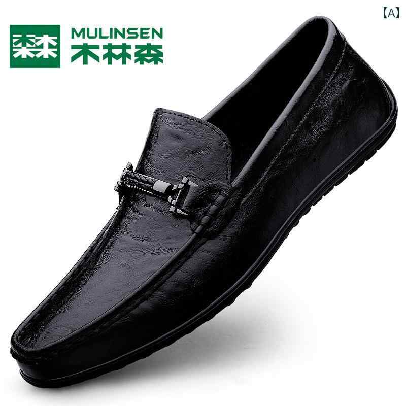 革靴　メンズ　ビジネス Mulen Doudou 靴 メンズ 革 2025 メンズシューズ 春 通気性 な ワン ステップ カジュアル レザーシューズ