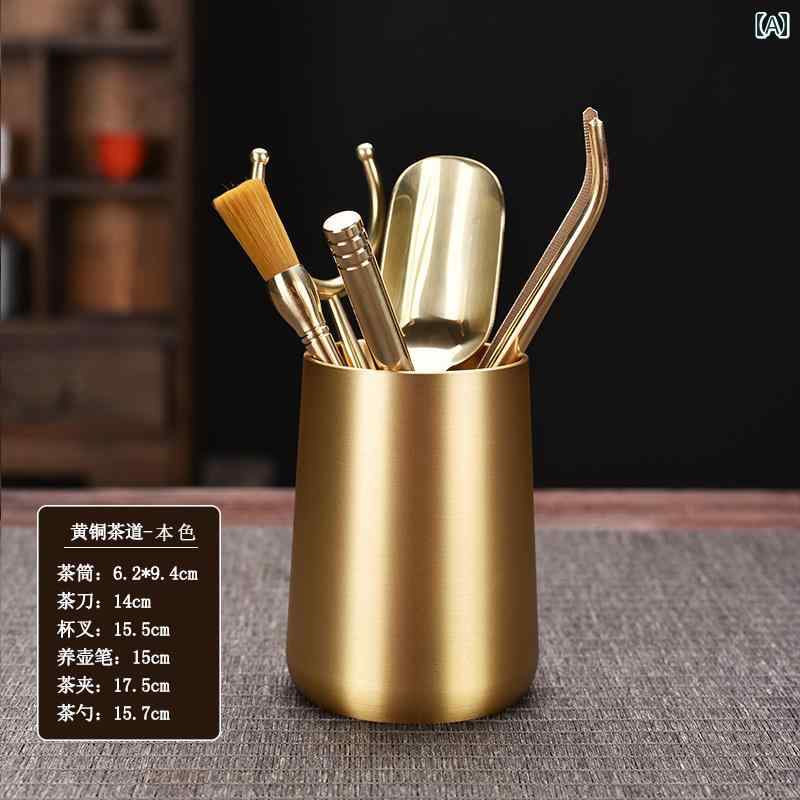 ティーセット　茶道具　茶器 茶道 6 紳士 真鍮 カンフー 茶器 アクセサリー セット 茶の 抽出 ツール 茶 ナイフ クリップ 洗い