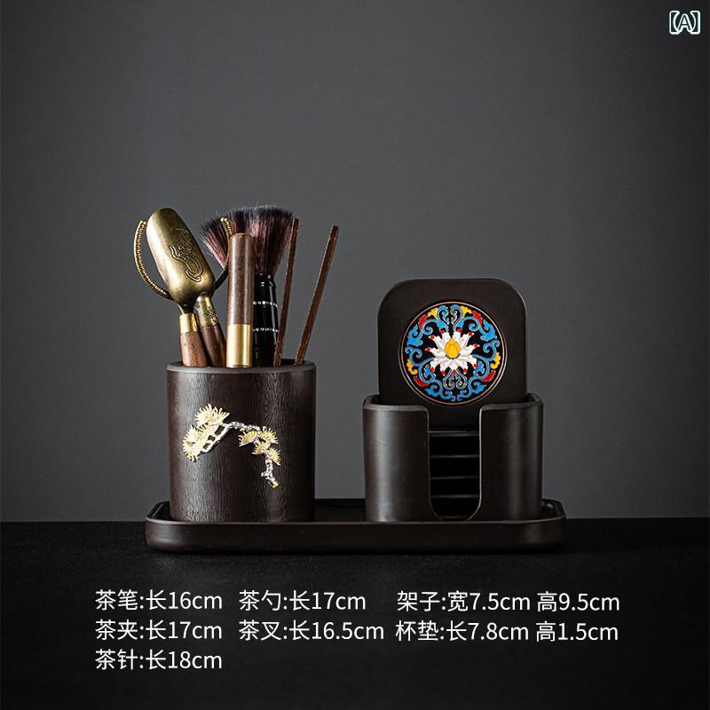 ティーセット　茶道具　茶器 Shengyao ライト 高級 ハイエンド 茶道 六 紳士 コースターセット 黒檀 ティーセット アクセサリー ティー クリップ ティースプーン 茶作り ツール
