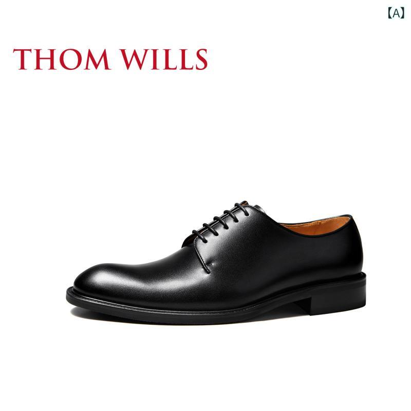 ビジネスシューズ　革靴　メンズ ThomWills ダービー シューズ メンズ 通勤 2025年 革 ビジネス フォーマル レザーシューズ 結婚式 新郎